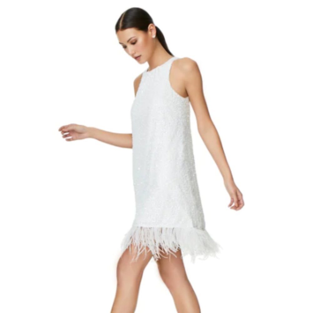 Bachelorette | Aidan Mattox Sequin Feather Halter Dress